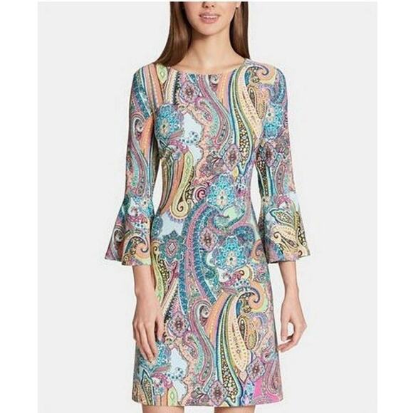 Tommy Hilfiger Jaipur Matte Jersey Paisley Sheath Dress Size 16 - Picture 1 of 6